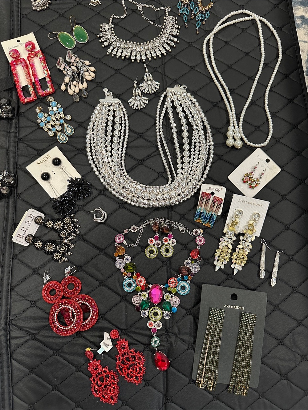 Lot of jewelry Multicolor Statement Necklace earrings with Crystal Accents